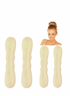Excefore Hair Bun Maker, 4 PCs Beige Blonde Magic Maker Foam Sponge Buns Shaper Accessories Strong Flexible Reusable Twister for Updos, Ballet Buns, French Twist, Waves  - Image 1