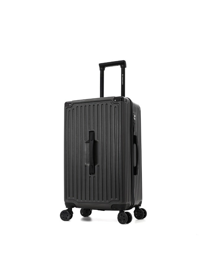 GIORDANO 28 Inch Hard Shell Checked Luggage Suitcase with TSA Lock, Foldable Cup Holder, 360° Double Spinner Wheels, Lightweight Travel Trolley, Black - Image 1