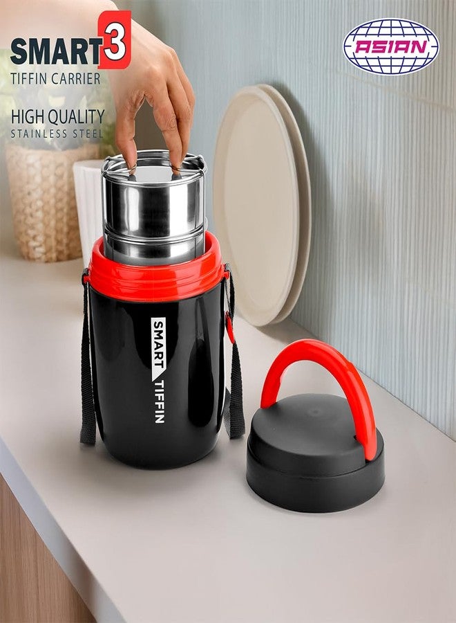 Asian Plastowares - Tiffin Carrier 3 | Insulated Lunch Box | Compact | 3 Containers | Lunch Box for Adult | Leak-Proof | Ideal for Office or School | Black - Image 5