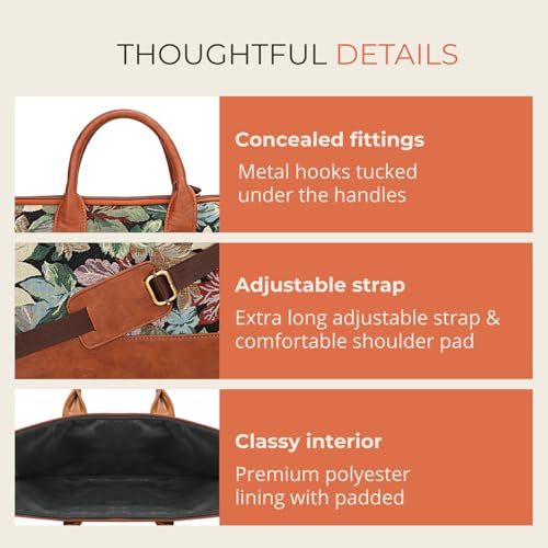 HAMELIN Theo Sleek Laptop Messenger Bag | Detachable & Adjustable Strap|Vegan Leather Zip Closure & Slip Pockets Storage for 13 to 14 Inch Laptops or MacBook|Stylish Office Bags for Men & Women|Floret - Image 4