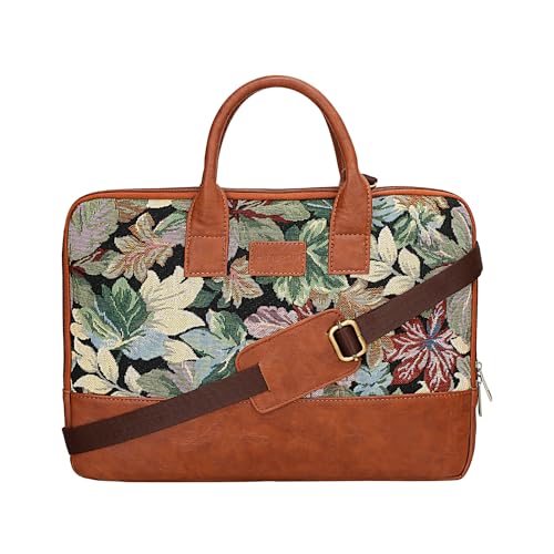 HAMELIN Theo Sleek Laptop Messenger Bag | Detachable & Adjustable Strap|Vegan Leather Zip Closure & Slip Pockets Storage for 13 to 14 Inch Laptops or MacBook|Stylish Office Bags for Men & Women|Floret - Image 1