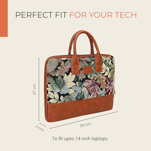 HAMELIN Theo Sleek Laptop Messenger Bag | Detachable & Adjustable Strap|Vegan Leather Zip Closure & Slip Pockets Storage for 13 to 14 Inch Laptops or MacBook|Stylish Office Bags for Men & Women|Floret - Image 2