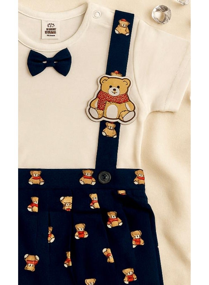 ANDRINA Luxury children's party set, with teddy bear embroidery and elegant bow tie - Image 4