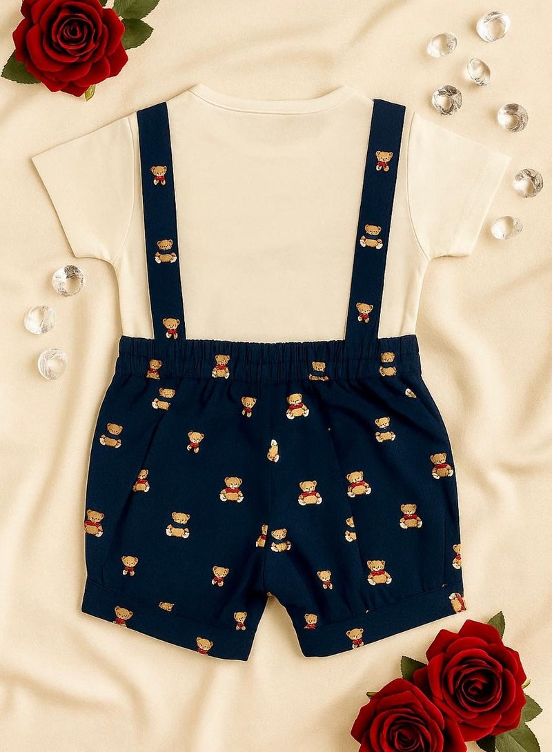 ANDRINA Luxury children's party set, with teddy bear embroidery and elegant bow tie - Image 3