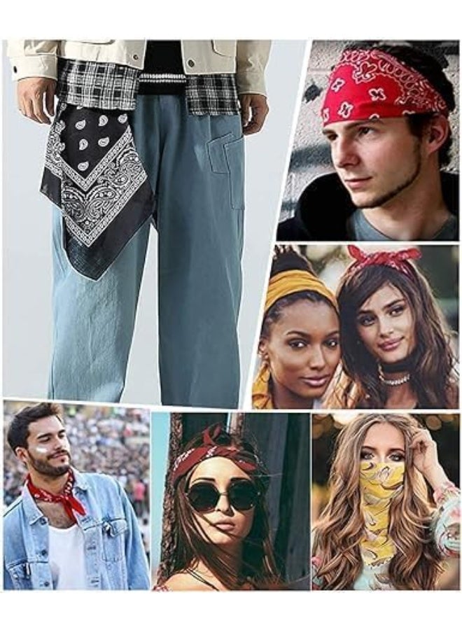 Unisex Bandana Set of 2, Soft Cotton Head & Neck Scarf, Face Cover, Wrist Wrap, Handkerchief for Daily Use (Black & White) - Image 2