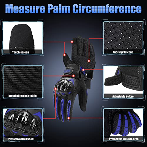 LVNRIDS Motorcycle Gloves for Men Full Finger Touchscreen Racing Motorbike Airsoft Tactical Gloves for BMX ATV MTB Riding Racing Cycling Blue - Image 3