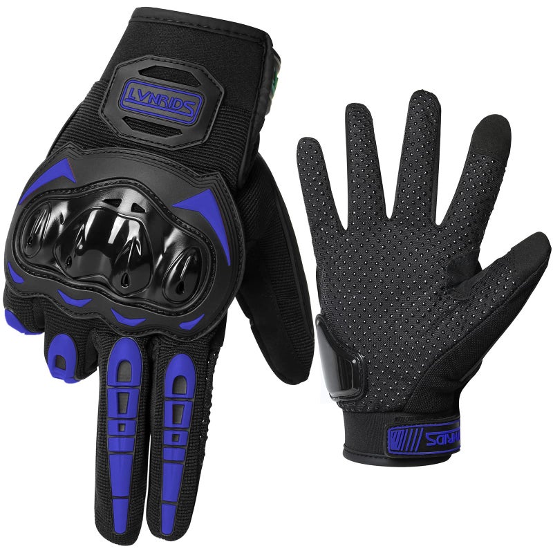 LVNRIDS Motorcycle Gloves for Men Full Finger Touchscreen Racing Motorbike Airsoft Tactical Gloves for BMX ATV MTB Riding Racing Cycling Blue - Image 2