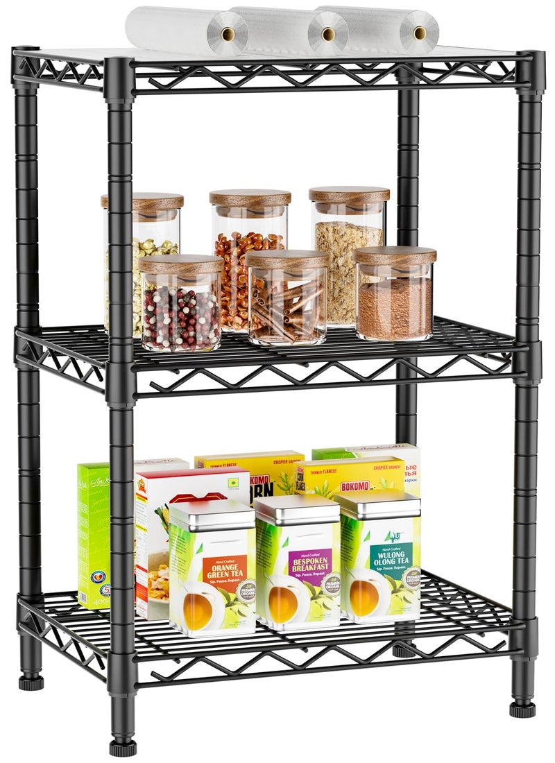 Golpart 3 Tier Adjustable Storage Shelves Heavy Duty Metal Utility Shelf Wire Shelving Unit Organizer Rack for Home Kitchen Office Bathroom Pantry Room 12 D x 18 W x 30 H