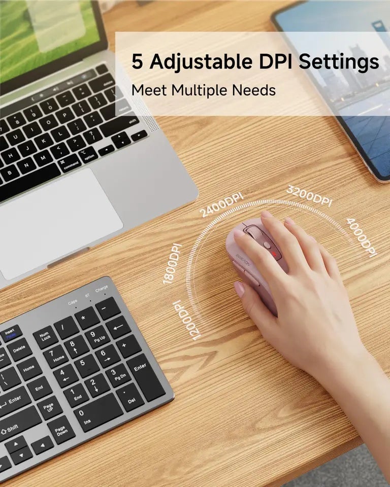 Eweadn ماوس Eweadn C1 Wireless Mouse, Bluetooth & 2.4G, Rechargeable, Silent, 4000 Dpi, Ergonomic, for Gaming Office - Image 3