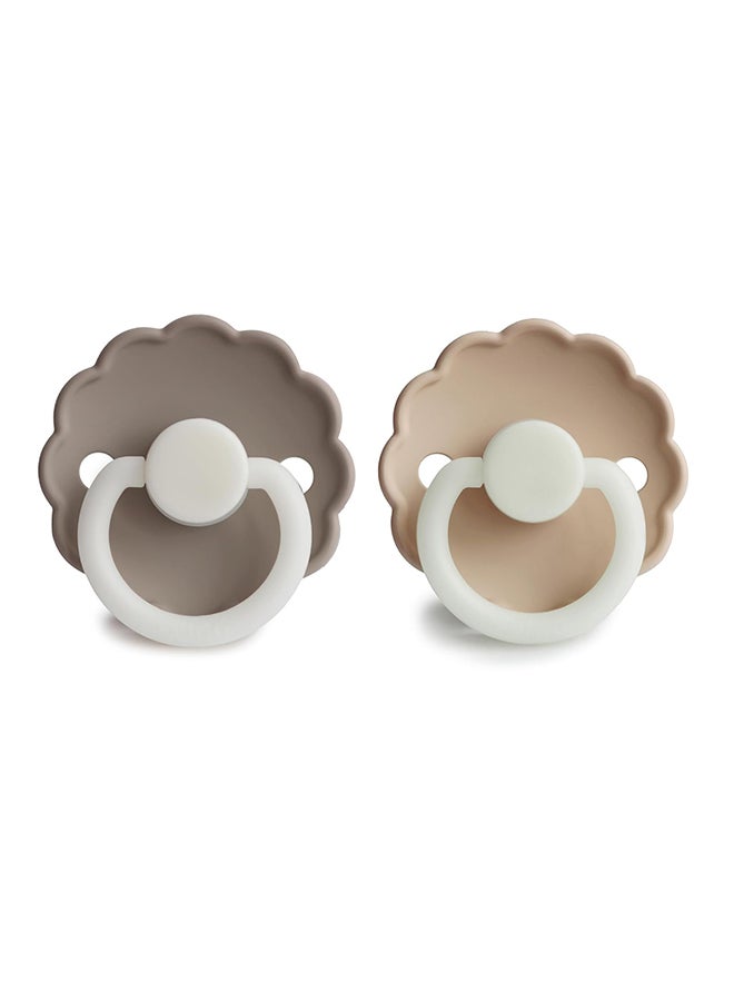 FRIGG Daisy Silicone Baby Pacifier 6-18M 2-Pack Croissant/Portobello - Size 2 - Image 2