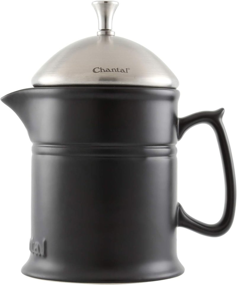 Chantal Stoneware French Press with Stainless Steel Plunger and Lid 16 ounce capacity Matte Black - Image 2