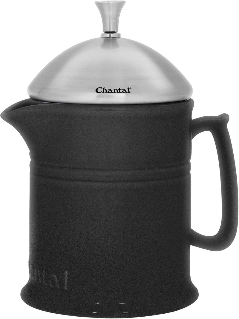 Chantal Stoneware French Press with Stainless Steel Plunger and Lid 16 ounce capacity Matte Black - Image 1