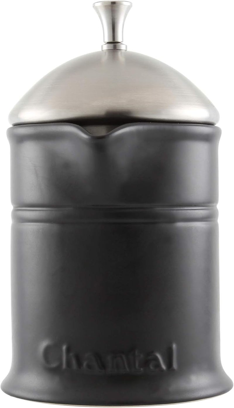 Chantal Stoneware French Press with Stainless Steel Plunger and Lid 16 ounce capacity Matte Black - Image 4