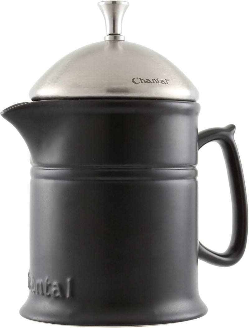 Chantal Stoneware French Press with Stainless Steel Plunger and Lid 16 ounce capacity Matte Black - Image 5