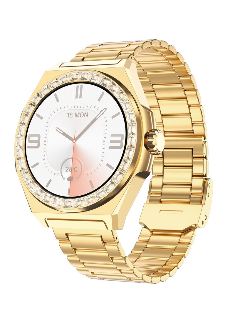 AROAQ LG72 Pro Max Smart Watch, 300mah Battery Full Touch HD AMOLED Health Monitoring Smart Watch, IP68 Waterproof Smart Wrist Watch With Blood Oxygen ECG Heart Rate And Body Temperature Monitoring, (Gold) - Image 1