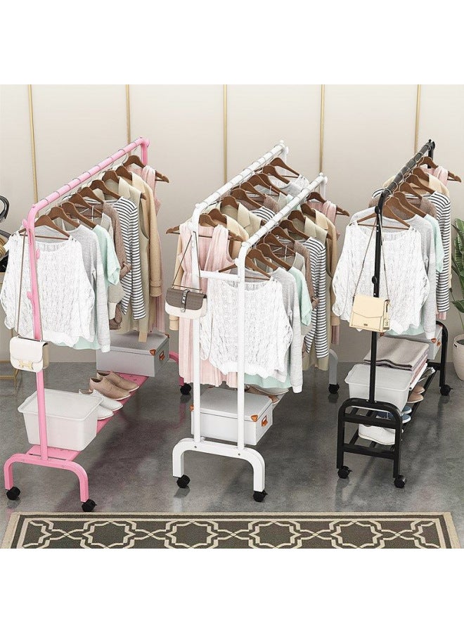 Bold Hanger Floor Drying Rack Household Indoor Folding Vertical Clothes Shelf Simple Wardrobe Storage-Color:White  Coat Rack Style Length 1.5m  - Image 2