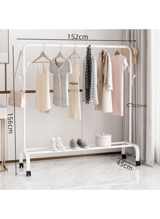 Bold Hanger Floor Drying Rack Household Indoor Folding Vertical Clothes Shelf Simple Wardrobe Storage-Color:White  Coat Rack Style Length 1.5m  - Image 1