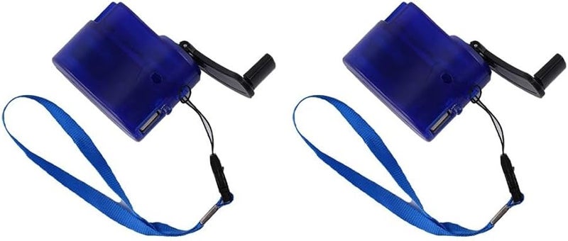 شاحن دينامو يدوي بالكرنك USB، مولد أزرق 2 حزمة للأجهزة المحمولة للسفر والهواء الطلق - Image 3