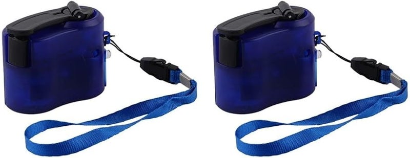 شاحن دينامو يدوي بالكرنك USB، مولد أزرق 2 حزمة للأجهزة المحمولة للسفر والهواء الطلق - Image 1