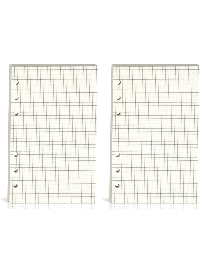 erorex 2Pcs A6 Grid Refill Paper A6 Graph Rule Paper Quad Rule Filler Paper 6 Hole Punched Loose Leaf Paper For 6 Ring Binders 80 Sheets 160 Pages 6.69 X 4.13 Inch Blank Inserts Paper  - Image 1