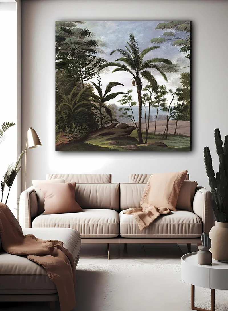 LOWHA Canvas Wall Art Stretched Over Wooden Frame with Arches Retro Style Art Pattern Painting