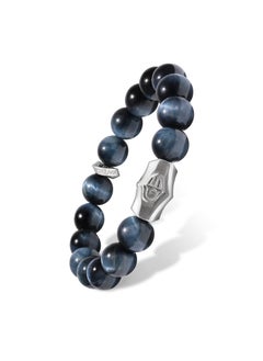 AWNL Hamsa Hand Beaded Bracelet with Hawk Eye Stones and 925 Sterling Silver Gift for Men Husband  - Image 1