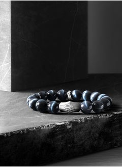 AWNL Hamsa Hand Beaded Bracelet with Hawk Eye Stones and 925 Sterling Silver Gift for Men Husband  - Image 3