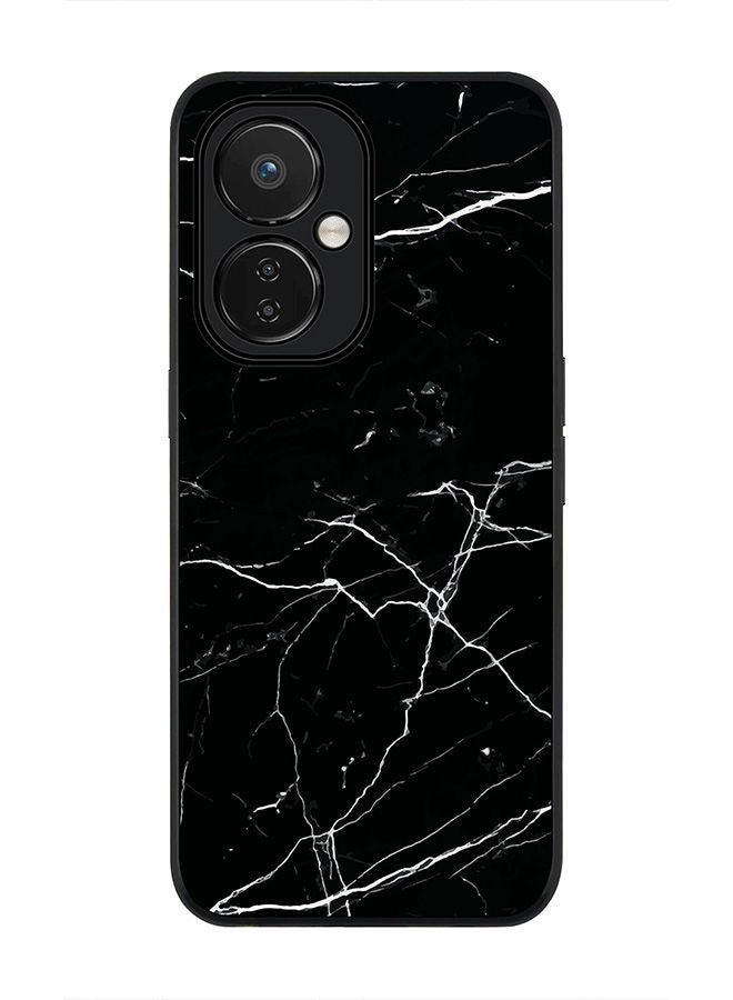 Stylizedd Rugged Black edge case for Nord CE 3 Lite Slim fit Soft Case Flexible Rubber Edges Anti Drop TPU Gel Thin Cover - Marble Print Black - Image 1