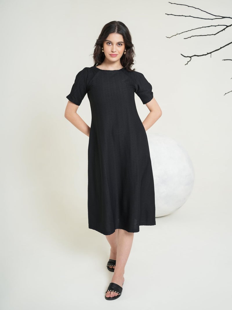 PURVAJA Women’s A-Line Below Knee Length Dress (Yuvi-011-013) (in, Alpha, 2XL, Black) - Image 2