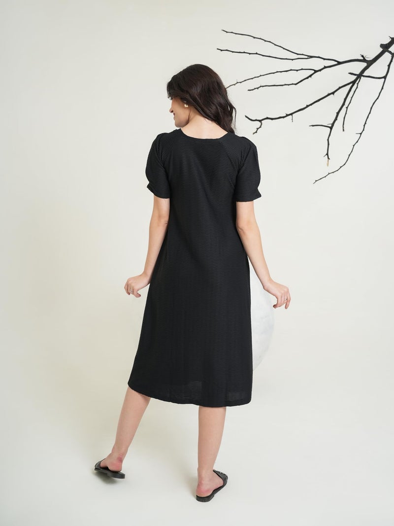PURVAJA Women’s A-Line Below Knee Length Dress (Yuvi-011-013) (in, Alpha, 2XL, Black) - Image 3