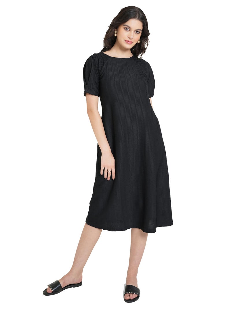 PURVAJA Women’s A-Line Below Knee Length Dress (Yuvi-011-013) (in, Alpha, 2XL, Black) - Image 1