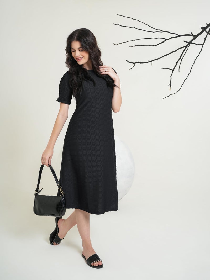 PURVAJA Women’s A-Line Below Knee Length Dress (Yuvi-011-013) (in, Alpha, 2XL, Black) - Image 4