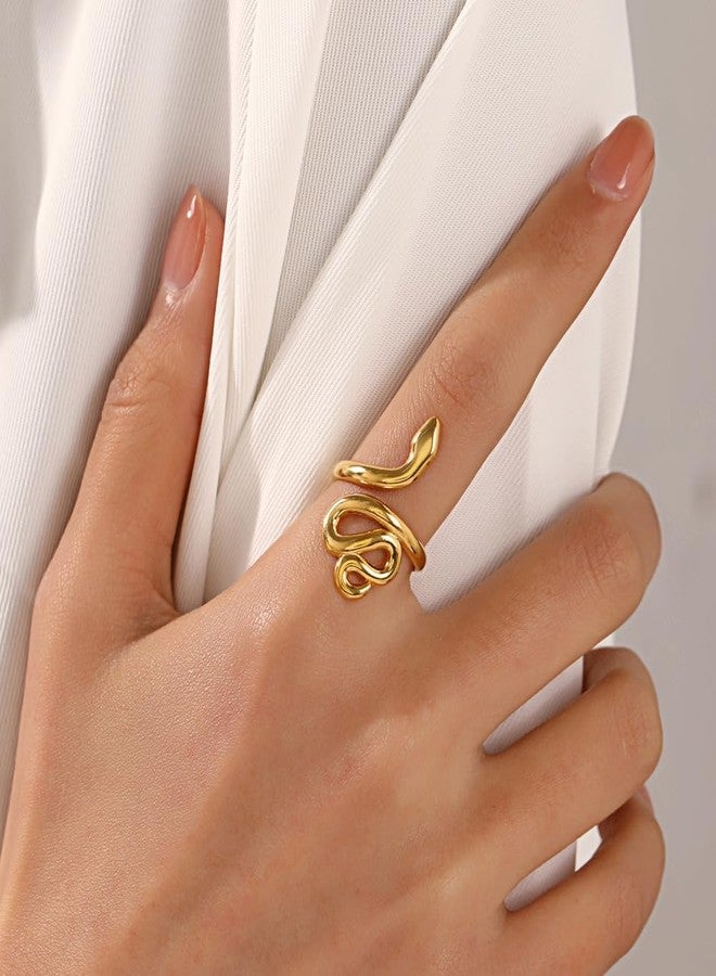 Sither Gold Snake Ring for Women Adjustable Snake Ring Cute Animal Jewelry for Halloween Christmas Gift - Image 2