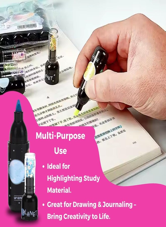 Oytra Highlighters Mini Markers 6 Pcs/Set Aesthetic Space Themed Cute Colorful Bottle Shaped - Image 5