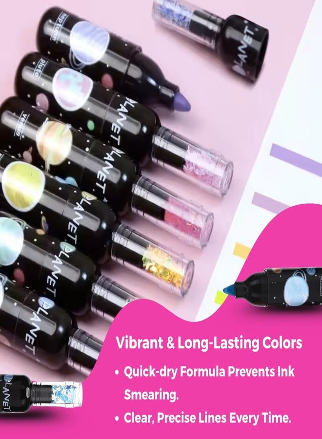 Oytra Highlighters Mini Markers 6 Pcs/Set Aesthetic Space Themed Cute Colorful Bottle Shaped - Image 4