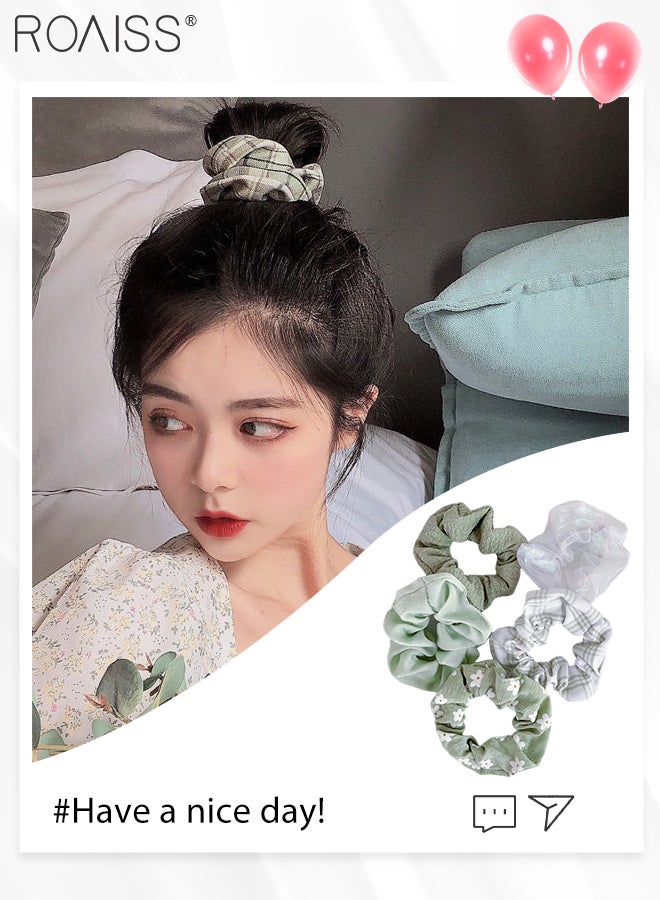roaiss 12Pcs Hair Accessories for Women Girls, Integrated Ribbon Headband and Lace Hairband and 5Pcs Hair Scrunchies and 5Pcs Hair Clips, Green Series Hair Accessories Set - Image 5