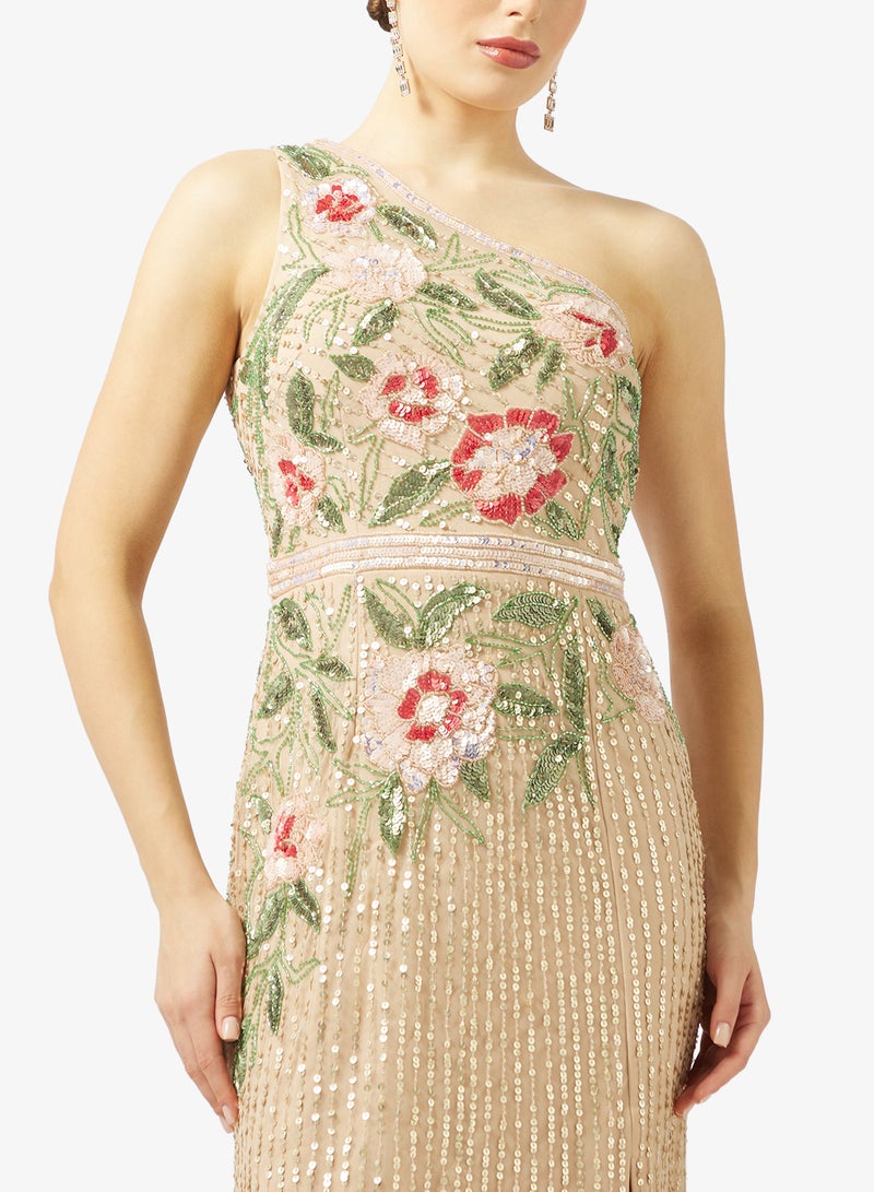 Adrianna Papell Bead Mermaid Long Dress - Image 3