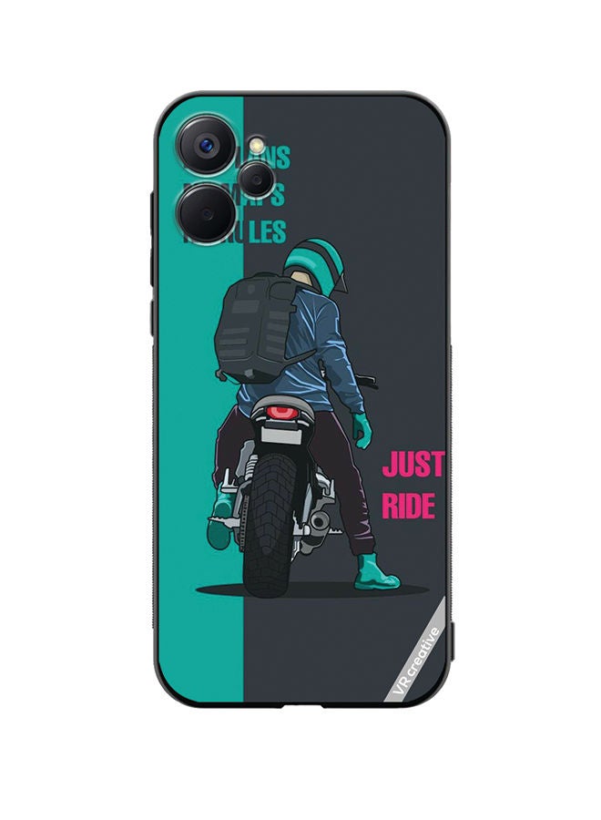 VR CREATIVE غطاء حماية لهاتف Realme 9i 5G بتصميم Just Ride متعدد الألوان - Image 1