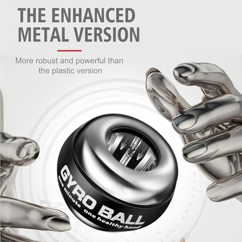The Autostory Auto-Start Gyro Wrist Strengthener Ball for Grip, Forearm, Finger Exercise, Hand, Injury Recovery, Fitness Training & Muscle Building (Bag, Platinum Core, Lights, Metal Shell, Silver) - Image 2