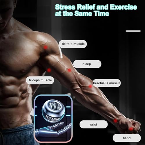The Autostory Auto-Start Gyro Wrist Strengthener Ball for Grip, Forearm, Finger Exercise, Hand, Injury Recovery, Fitness Training & Muscle Building (Bag, Platinum Core, Lights, Metal Shell, Silver) - Image 5