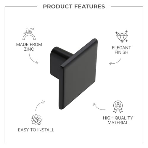 LAPO 3 Piece Knobs for Drawers & Cupboards – Zinc Knob for Kitchen, Wardrobe, and Home Furniture (Black Finish) - Image 3