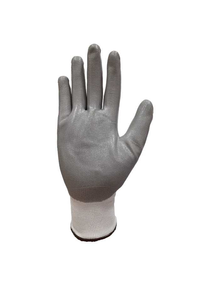 TAHA SAFETY - TAHA SAFETY N2103 Knitted Nitrile Grey Safety Gloves - High Grip for Industrial Use, Lightweight, Flexible, Ideal for Chemical Resistance & General Hand Protection | PACK of 2 PAIRS - Image 1