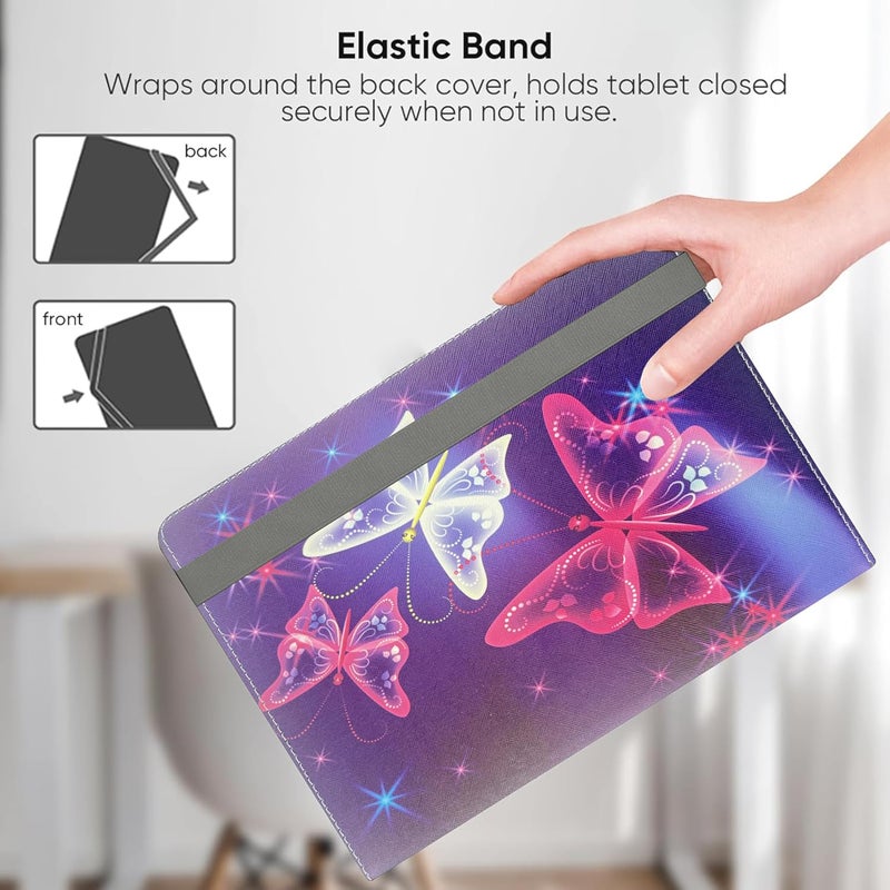 EKAM Universal Stand Folio Case Cover for All 7" Tablets, (Fire 7 tablet, Lenovo Tab M7 7 inch) Galaxy Tab E 7.0/ Tab A 7.0/ Oasis/Lenovo/RCA Voyager and More 6.5-7.5 inch Tablet (Butterfly Blue) - Image 5