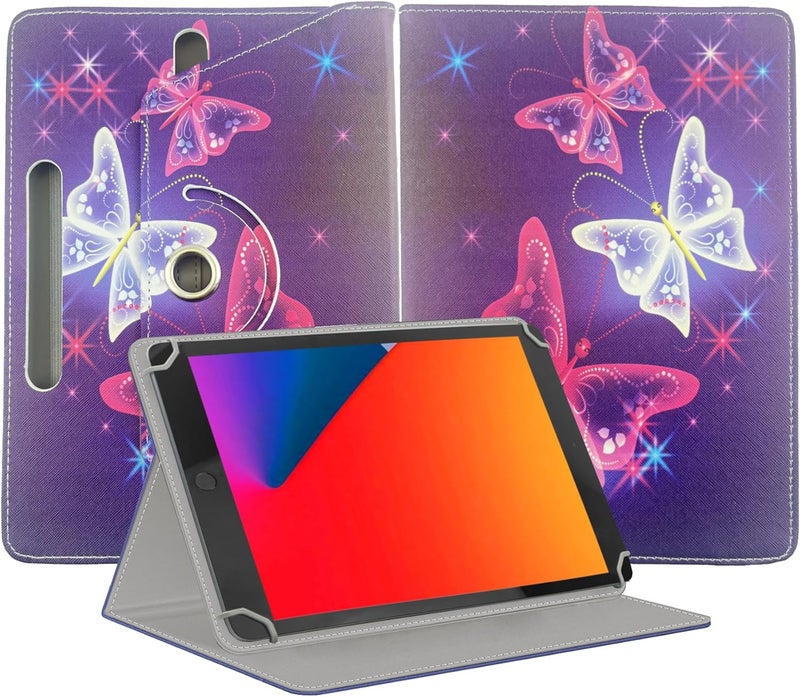 EKAM Universal Stand Folio Case Cover for All 7" Tablets, (Fire 7 tablet, Lenovo Tab M7 7 inch) Galaxy Tab E 7.0/ Tab A 7.0/ Oasis/Lenovo/RCA Voyager and More 6.5-7.5 inch Tablet (Butterfly Blue) - Image 1