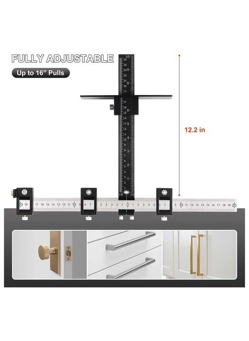 Generic Cabinet Hardware Jig Tool, Adjustable Punch Locator Drill Template Guide, Multifunctional Woodworking Aids Wood Drilling Dowelling Guide For Installation of Handles Knobs on Doors And Drawer (Black)  - Image 2