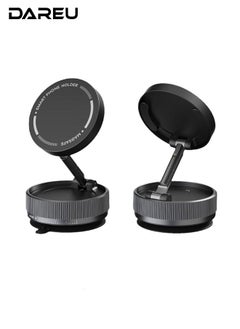 DAREU Magnetic Foldable Phone Holder – Vacuum Suction Base with 360° Rotation & Zinc Alloy Arm – Compact & Adjustable Multi-Surface Stand for Desk, Wall, Car & Bathroom – Includes Nano Adhesive Pad  - Image 1