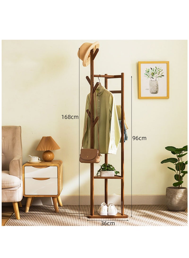 Arabest رف المعاطف، رف المعاطف الخشبي قائم بذاته مع رف للملابس/الحقيبة/القبعات، حامل شماعات للمدخل/غرفة المعيشة/غرفة النوم/المكتب - Image 2