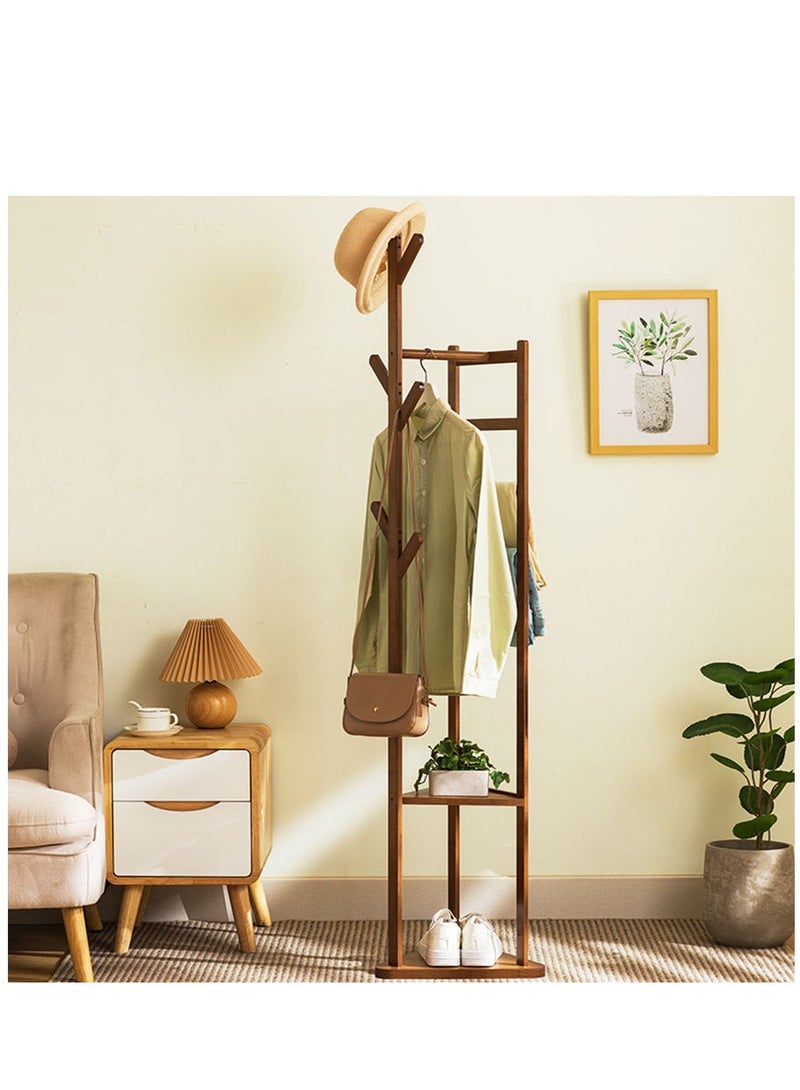Arabest رف المعاطف، رف المعاطف الخشبي قائم بذاته مع رف للملابس/الحقيبة/القبعات، حامل شماعات للمدخل/غرفة المعيشة/غرفة النوم/المكتب - Image 1