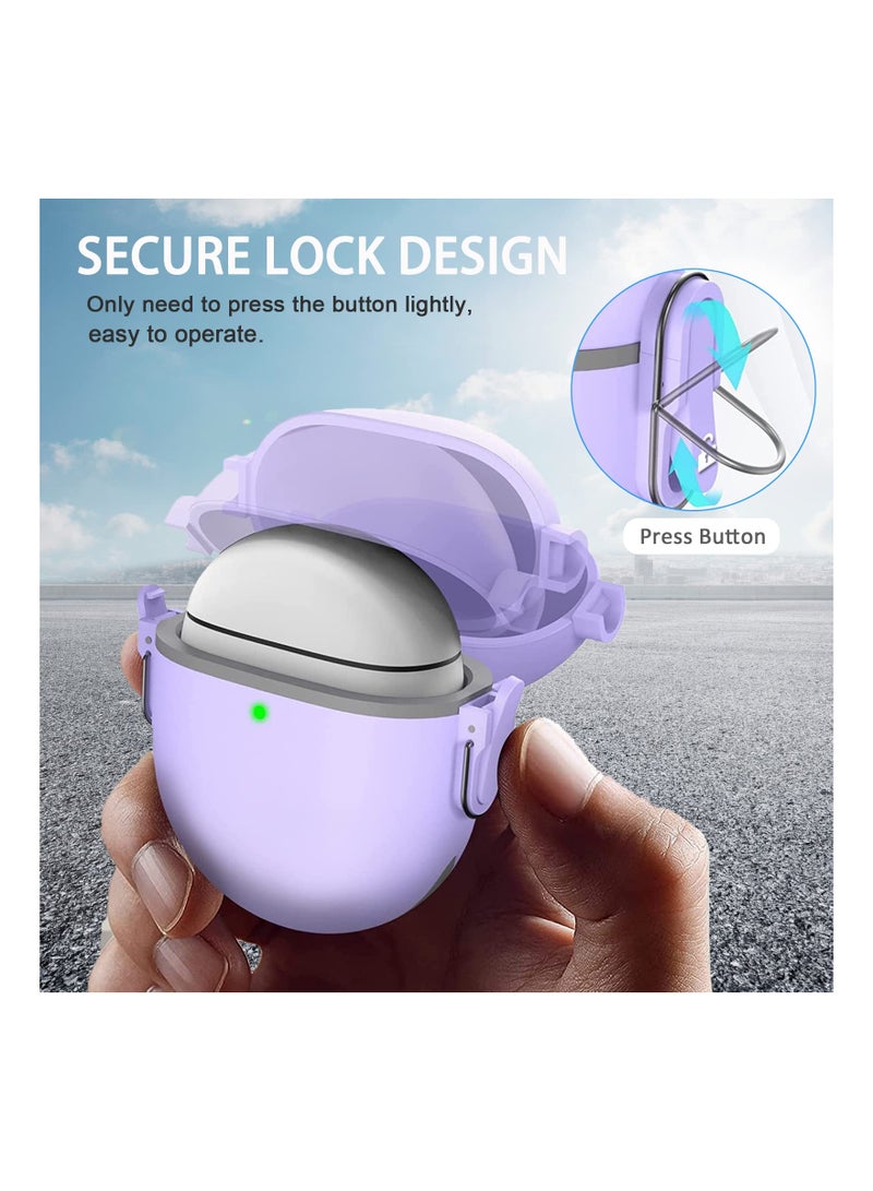 SYOSI Secure Case for Google Pixel Buds Pro, Buds Pro CaseAnti-Lost Keychain Buds Pro Rugged Military Case Protective TPU Cover Military Grade Case for Pixel Buds Pro Accessories with Lanyard (Purple) - Image 3