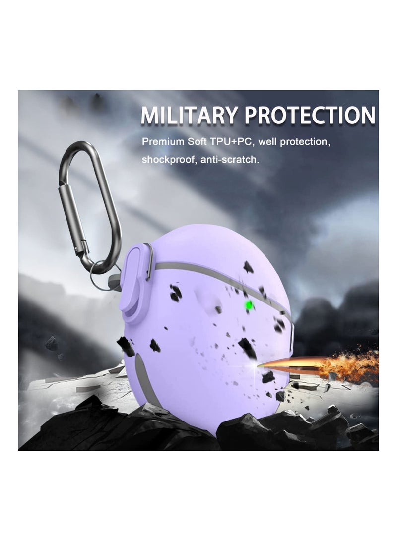 SYOSI Secure Case for Google Pixel Buds Pro, Buds Pro CaseAnti-Lost Keychain Buds Pro Rugged Military Case Protective TPU Cover Military Grade Case for Pixel Buds Pro Accessories with Lanyard (Purple) - Image 2